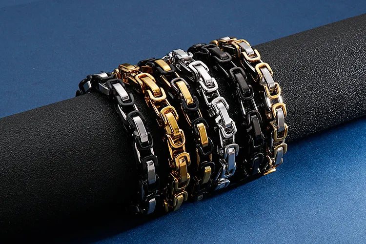 Men's Link Chain and Bracelet Set Stainless Steel 4mm