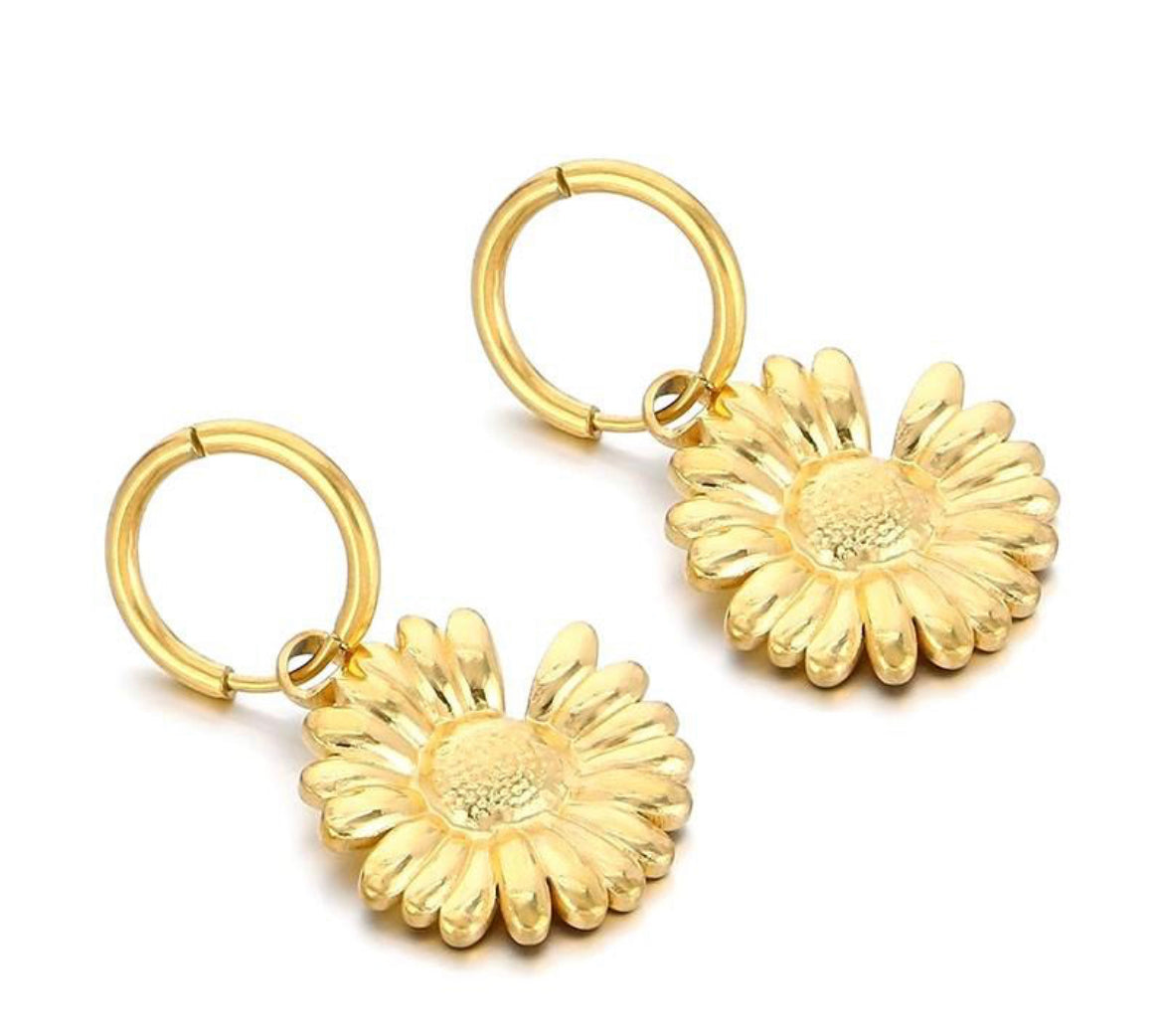 Sunflower Hoop Earring