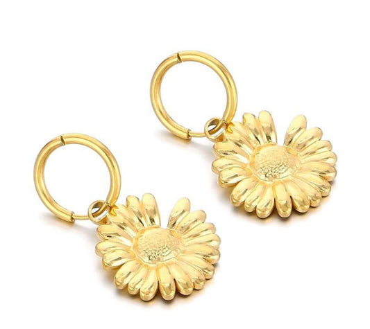 Sunflower Hoop Earring