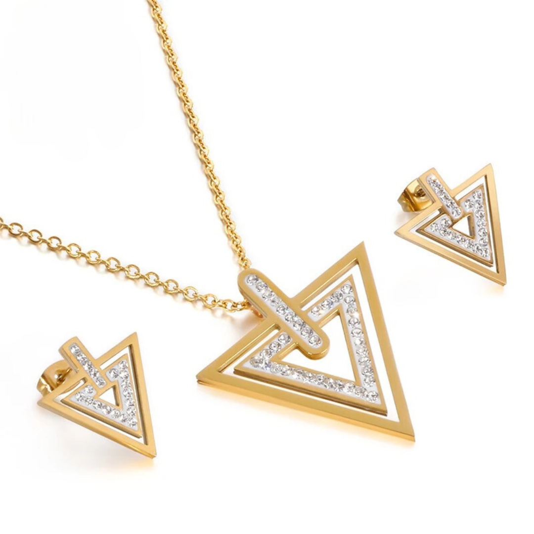 Triangle of Love Earring and Necklace Set