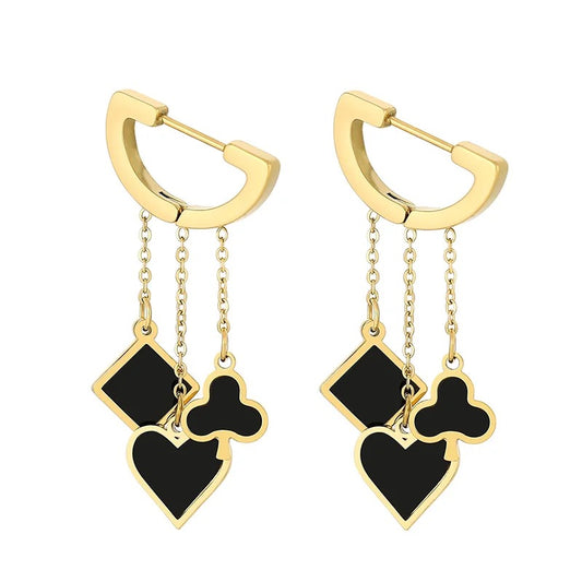 Diamond, Heart and Clover Hanging Earring