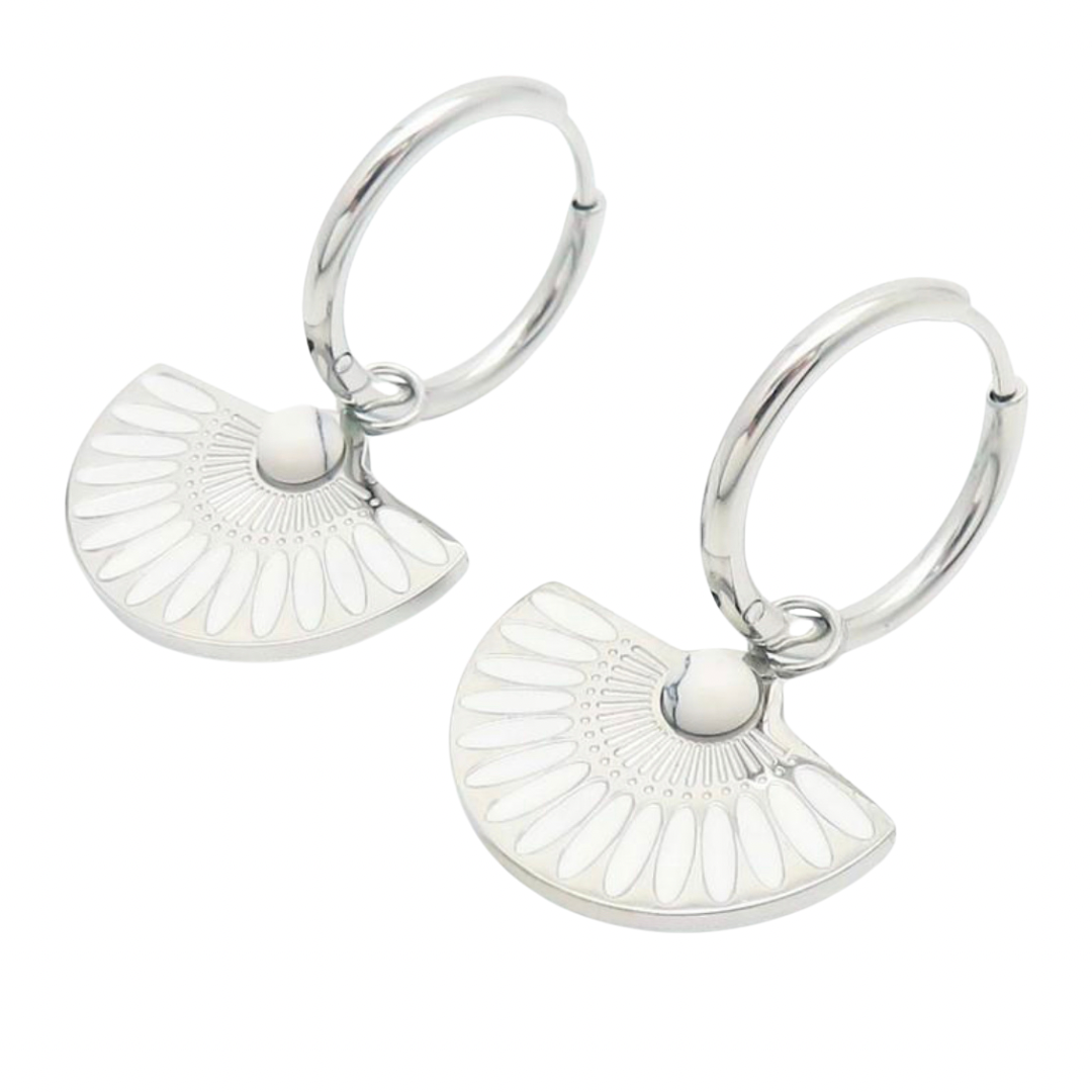 Bloom Fan White Earring