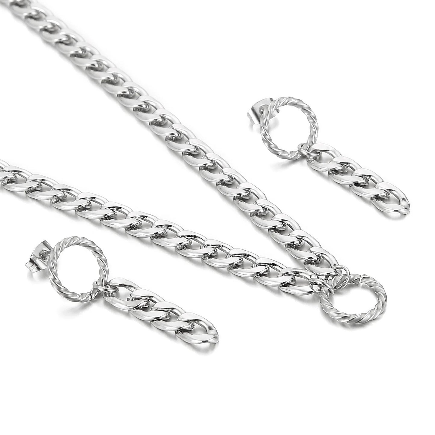 Cuban Chain Set with Round Pendant