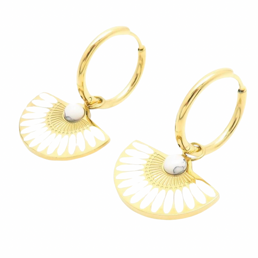 Bloom Fan White Earring