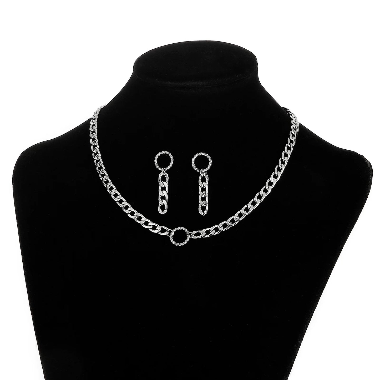 Cuban Chain Set with Round Pendant