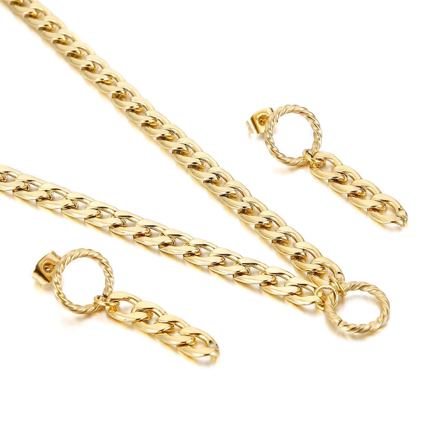 Cuban Chain Set with Round Pendant