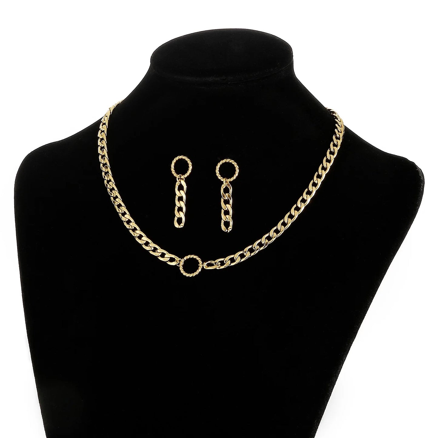 Cuban Chain Set with Round Pendant