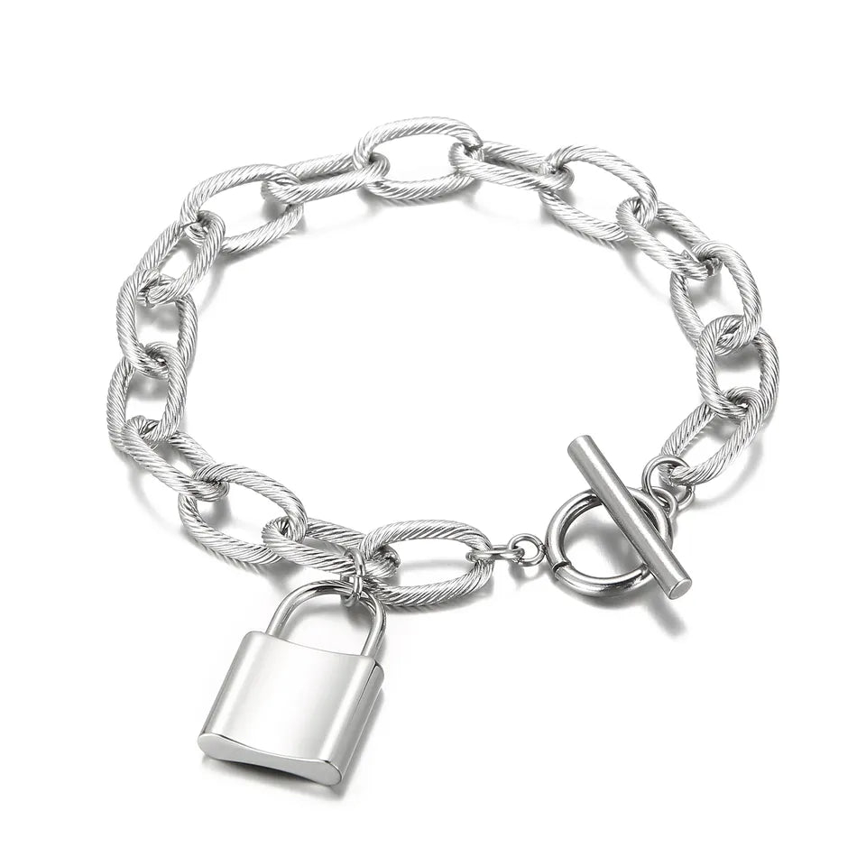 Lock Charm Necklace and Bracelet Set