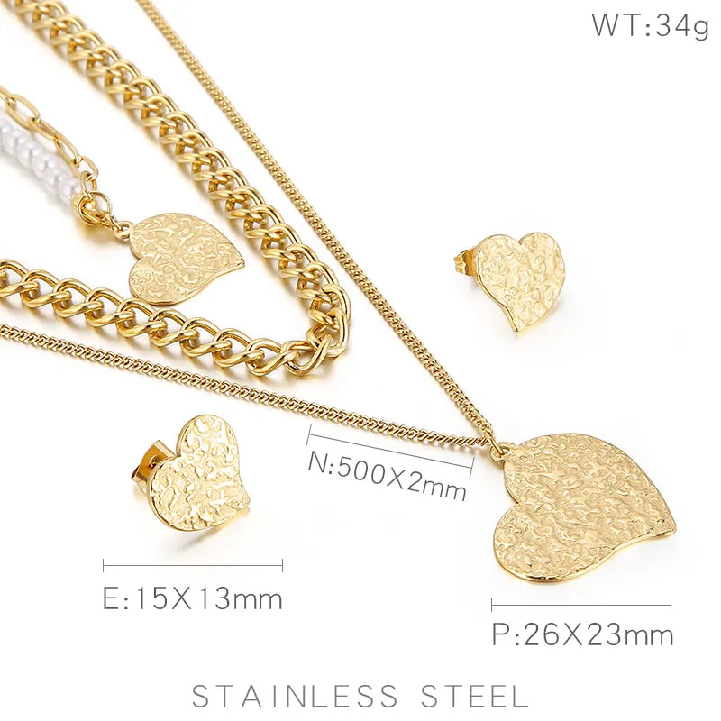 Three Layer of Love Necklace Set