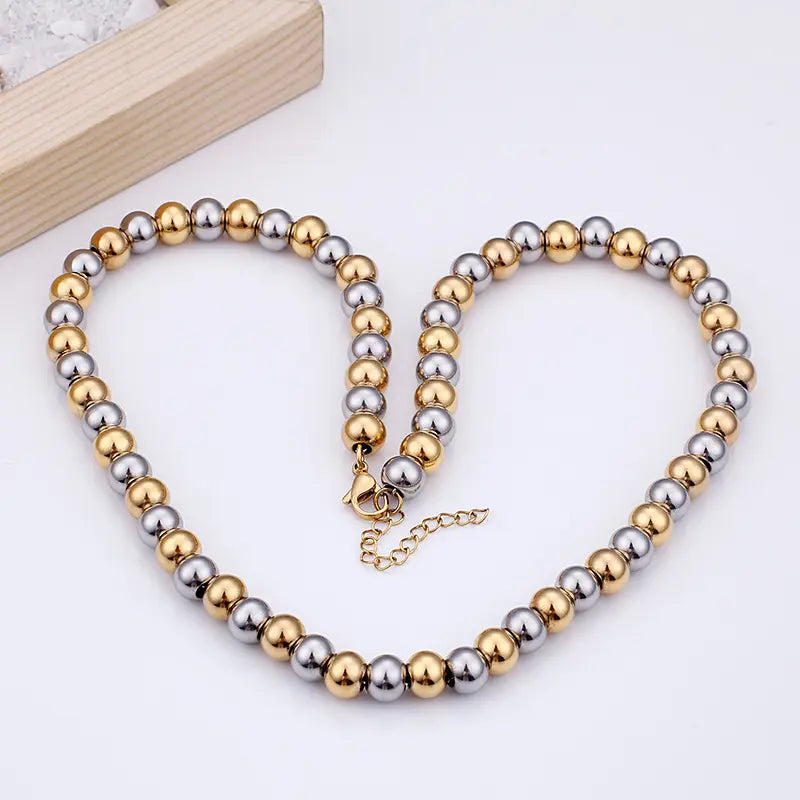 Round Bead Dual Tone Chain Unisex