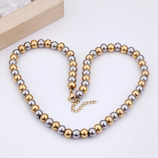 Round Bead Dual Tone Chain Unisex