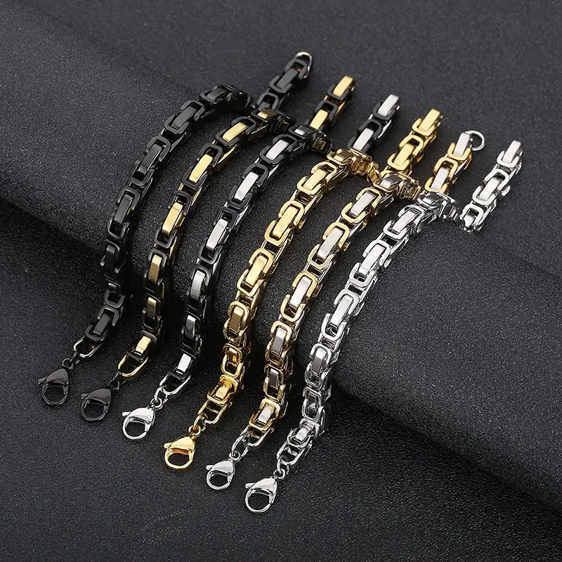 Men's Link Chain and Bracelet Set Stainless Steel 4mm