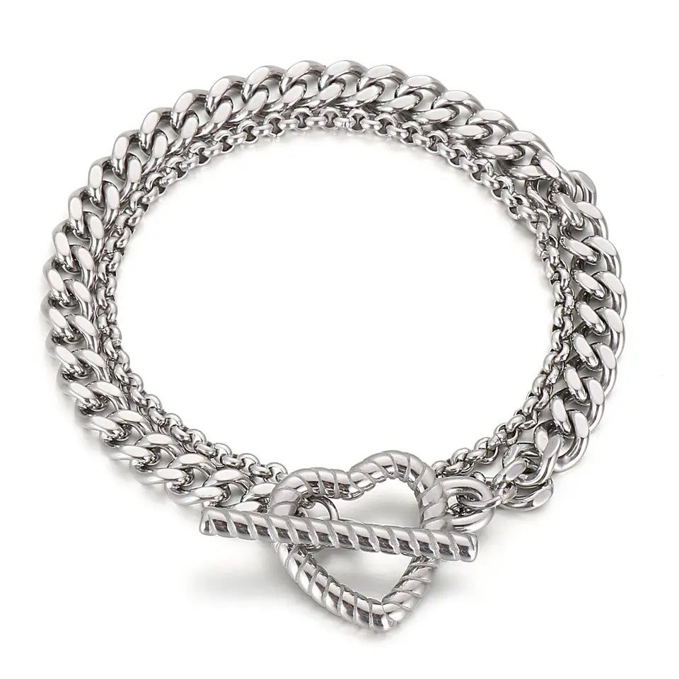 Full of Love Double Chain Cuban Bracelet