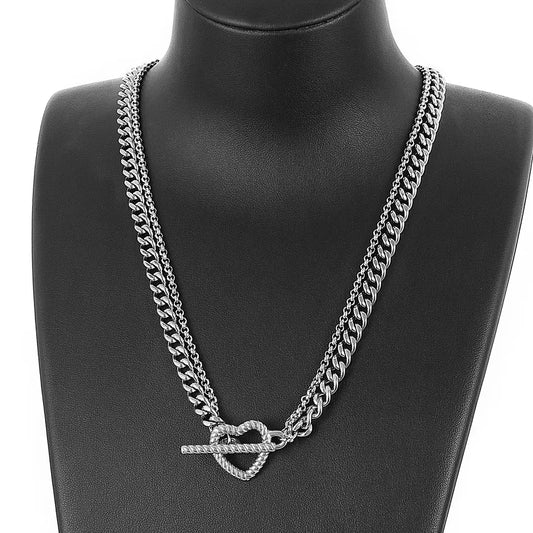 Full of Love Double Chain Cuban Necklace